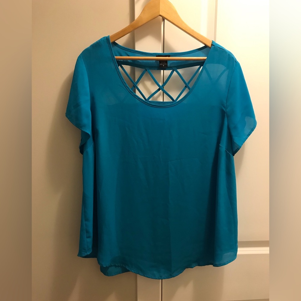 Torrid Georgette Cage Back Top Aqua